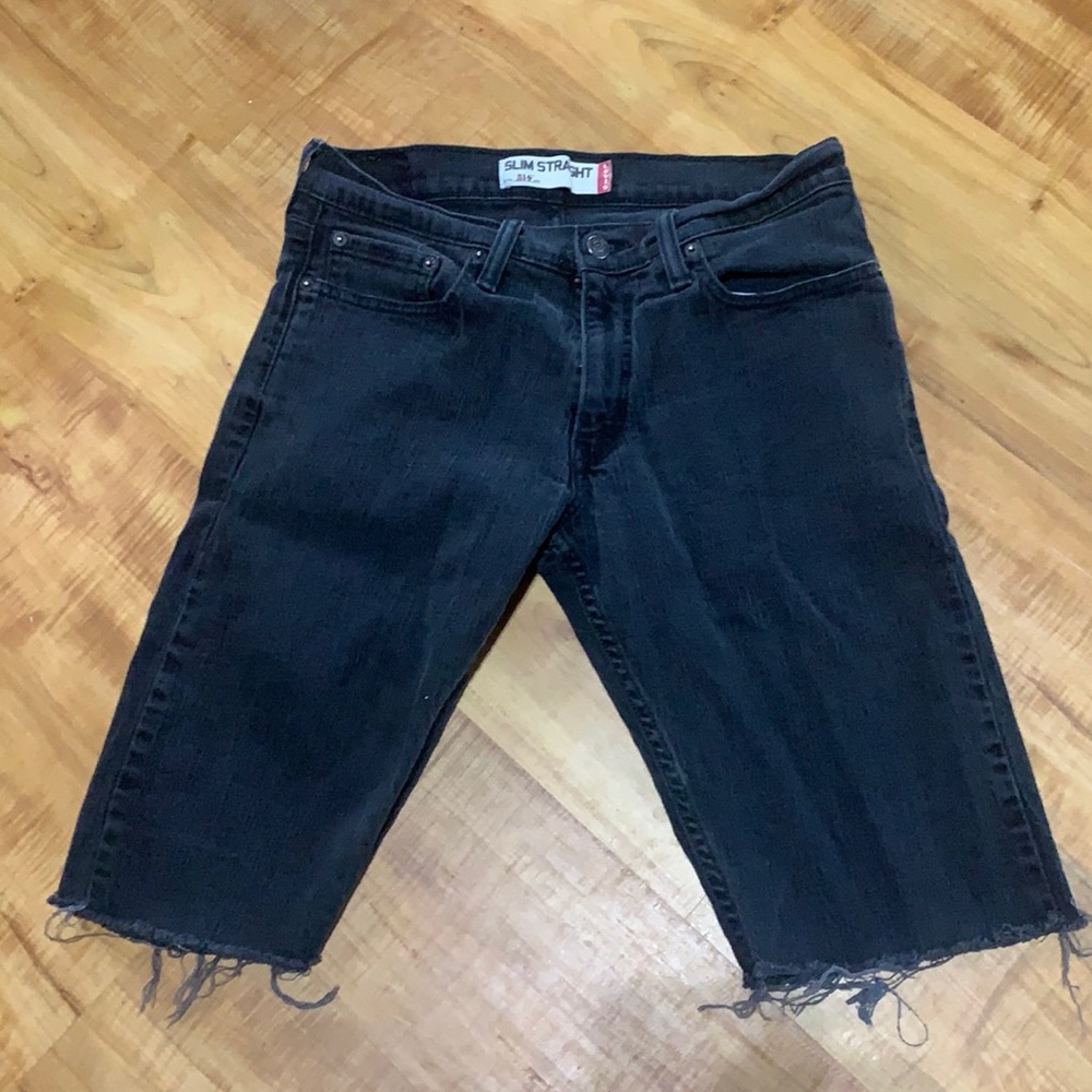 Levi’s 514 Slim Straight Black Denim Cut Offs